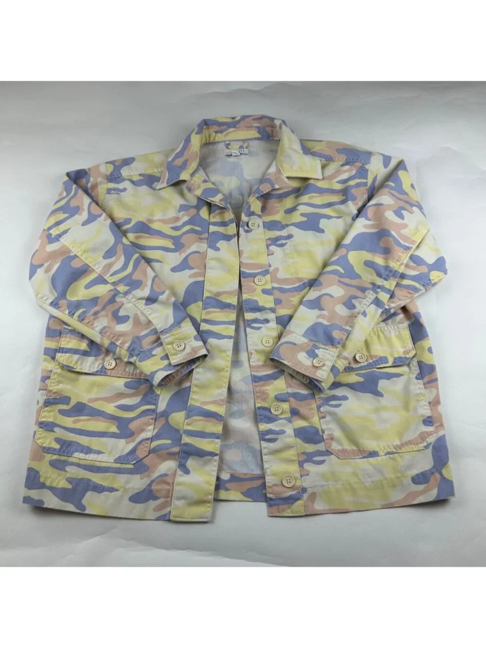 Top Shop Yellow Pastel Camouflage Canvas Field Jacket M 8-10